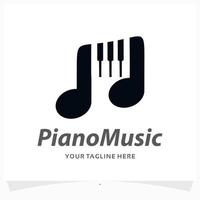 modèle de conception de logo de musique de piano vecteur