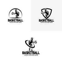 ensemble de modèles de conception de logo de basket-ball vecteur