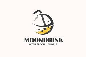modèle de conception de logo de boisson à bulles de lune vecteur