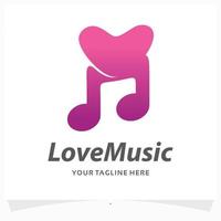 modèle de conception de logo de musique amour