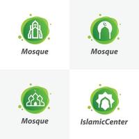 ensemble de modèles de conception de logo de mosquée islamique vecteur