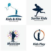 ensemble de modèles de conception de logo de jeu pour enfants vecteur