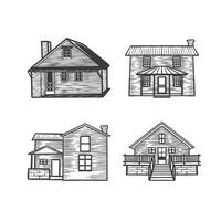 ensemble d'illustrations vectorielles de cabine de maison rétro dessinés à la main vecteur