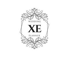 xe initiales lettre collection de logos de monogramme de mariage, modèles minimalistes et floraux modernes dessinés à la main pour cartes d'invitation, réservez la date, identité élégante pour restaurant, boutique, café en image vectorielle vecteur