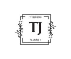 logo féminin initial tj. utilisable pour les logos nature, salon, spa, cosmétique et beauté. élément de modèle de conception de logo vectoriel plat.