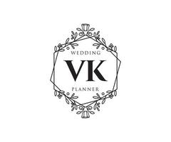 collection de logos de monogramme de mariage lettre initiales vk, modèles minimalistes et floraux modernes dessinés à la main pour cartes d'invitation, réservez la date, identité élégante pour restaurant, boutique, café en image vectorielle vecteur