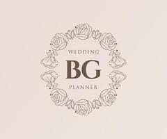 bg initiales lettre mariage monogramme logos collection, modèles minimalistes et floraux modernes dessinés à la main pour cartes d'invitation, réservez la date, identité élégante pour restaurant, boutique, café en image vectorielle vecteur