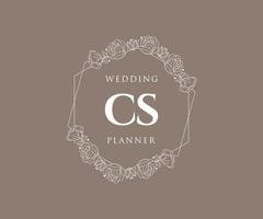 cs initiales lettre collection de logos de monogramme de mariage, modèles minimalistes et floraux modernes dessinés à la main pour cartes d'invitation, réservez la date, identité élégante pour restaurant, boutique, café en image vectorielle vecteur