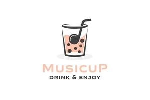 modèle de conception de logo de boisson à bulles de musique vecteur