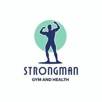 gym d'homme fort et modèle de conception de logo sain vecteur