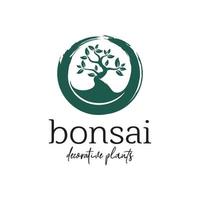 inspiration de modèle de conception de logo de plante décorative de bonsaï vecteur