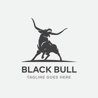 modèle de conception de logo de taureau noir en colère vecteur