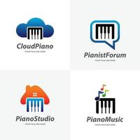 ensemble de modèles de conception de logo de piano vecteur