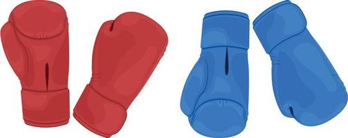 un ensemble de sport composé de deux paires de gants de boxe rouge et bleu. des gants de boxe pour protéger vos mains des coups. équipements sportifs pour la boxe, le kickboxing et autres arts martiaux. illustration vectorielle vecteur