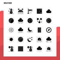 25 icônes météo définies modèle d'illustration vectorielle d'icône de glyphe solide pour des idées web et mobiles pour une entreprise vecteur