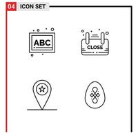 pack de 4 symboles universels d'éléments de conception vectoriels modifiables de signe d'école de l'armée abc vecteur