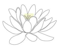 la fleur de lotus est dessinée à la main dans un style minimaliste, dans la technique d'une seule ligne, une monoline. symbole cosmétique, logo de salon de beauté vecteur