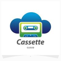 modèle de conception de logo de nuage de cassette vecteur