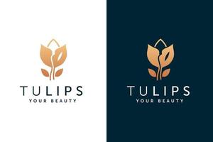 modèle de conception de logo tulipes et lèvres vecteur