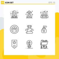 ensemble de pictogrammes de 9 contours simples d'éléments de conception vectoriels modifiables pour étudiants en médecine vecteur