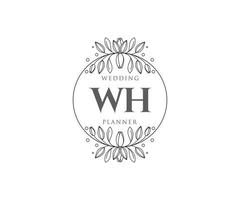 wh initiales lettre mariage monogramme logos collection, modèles minimalistes et floraux modernes dessinés à la main pour cartes d'invitation, réservez la date, identité élégante pour restaurant, boutique, café en image vectorielle vecteur