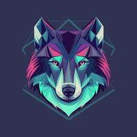 création de logo d'illustration de visage de loup pour affiche, bannière, mascotte vecteur