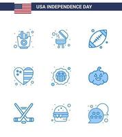 pack d'icônes vectorielles stock d'american day 9 signes et symboles de ligne pour badge football américain usa pays modifiable usa day vector design elements