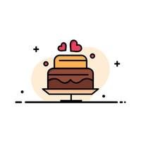 gâteau amour coeur mariage entreprise logo modèle plat couleur vecteur
