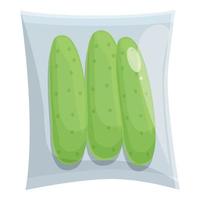 vecteur de dessin animé d'icône de sac sous vide de concombre. emballage en plastique
