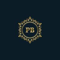 logo lettre pb avec modèle or de luxe. modèle vectoriel de logo d'élégance.