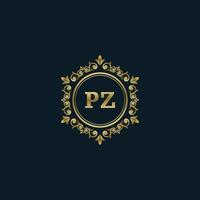 logo lettre pz avec modèle or de luxe. modèle vectoriel de logo d'élégance.