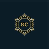 logo lettre rc avec modèle or de luxe. modèle vectoriel de logo d'élégance.