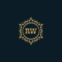 logo lettre rw avec modèle or de luxe. modèle vectoriel de logo d'élégance.