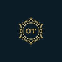 lettre ot logo avec modèle d'or de luxe. modèle vectoriel de logo d'élégance.