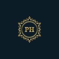 logo lettre ph avec modèle or de luxe. modèle vectoriel de logo d'élégance.