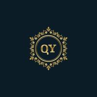 logo de lettre qy avec modèle d'or de luxe. modèle vectoriel de logo d'élégance.