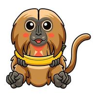 dessin animé mignon petit singe gelada tenant une banane vecteur