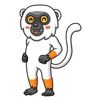 dessin animé mignon singe lémurien sifaka debout vecteur