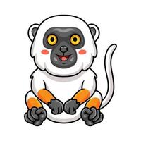 dessin animé mignon singe lémurien sifaka assis vecteur