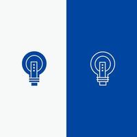 ampoule idée dentreprise lumineuse ampoule ligne électrique et glyphe icône solide bannière bleue ligne et glyphe icône solide bannière bleue vecteur