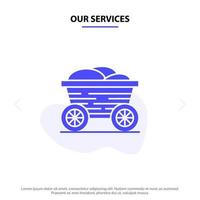 nos services chariot chariot nourriture bangladesh solide glyphe icône modèle de carte web vecteur