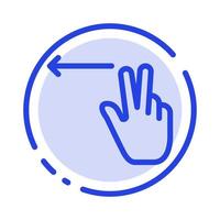 geste des doigts icône de la ligne en pointillé bleu gauche vecteur