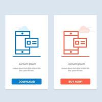 profil de craie en ligne mobile bleu et rouge téléchargez et achetez maintenant le modèle de carte de widget web vecteur