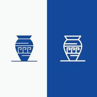 amphore ancien pot emojis pot grèce ligne et glyphe icône solide bannière bleue ligne et glyphe icône solide bannière bleue vecteur