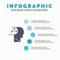 trouble de l'autisme homme humain solide icône infographie 5 étapes présentation arrière-plan vecteur