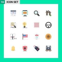 16 signes universels de couleur plate symboles de la maison clé arrière immeubles immobiliers pack modifiable d'éléments de conception de vecteur créatif