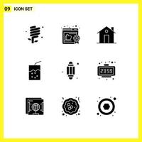 pack d'icônes vectorielles stock de 9 signes et symboles de ligne pour lanterne soda bâtiment boisson maison éléments de conception vectoriels modifiables vecteur