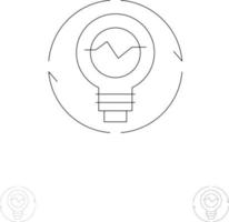 ampoule concept génération idée innovation lumière ampoule audacieuse et fine ligne noire jeu d'icônes vecteur