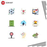 9 pack de couleurs plates de l'interface utilisateur de signes et symboles modernes des éléments de conception vectoriels modifiables de basket-ball de jeu adaptatif de sports en nuage vecteur