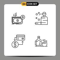 symboles d'icônes universels groupe de 4 couleurs plates de lignes de remplissage modernes d'éléments de conception vectoriels modifiables de carte de soins de dépenses de savon d'entreprise vecteur